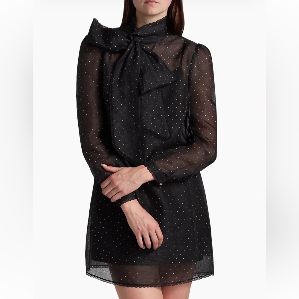 ZIMMERMANN Dream polka dot tie neck mini dress